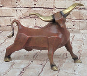 Abstract Bronze Metal Longhorn Cattle Bull Sculpture Statue Figurine Signed & Numbered Art