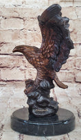 Load image into Gallery viewer, American Bald Eagle with Wings Spread Hot Cast Bronze Sculpture on Marble Base