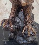 American Bald Eagle with Wings Spread Hot Cast Bronze Sculpture on Marble Base