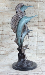 Marlin Sailfish Swordfish Nautical Bronze Statue Sculpture Ocean Sea Decor 24