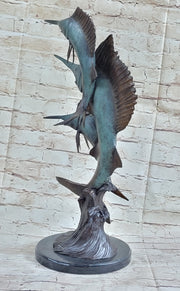 Marlin Sailfish Swordfish Nautical Bronze Statue Sculpture Ocean Sea Decor 24