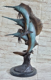 Marlin Sailfish Swordfish Nautical Bronze Statue Sculpture Ocean Sea Decor 24