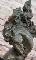 Load image into Gallery viewer, Dynamic Bronze Horse Head Bust – Swirling Mane Equine Sculpture on Marble Base
