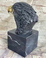 American Bald Eagle Head Bronze Metal Bust Sculpture Statue on Marble Base by Milo