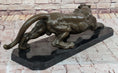 Load image into Gallery viewer, Stalking Panther Cougar Lioness Bronze Sculpture Statue Figure Art on Marble Base