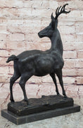 Load image into Gallery viewer, Elk Reindeer Stag Buck Hot Cast Bronze Figure Sculpture on Marble Base by Milo