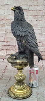 Hot Cast Bronze Eagle on Golden Pedestal Signed Original Wildlife Birds Art by Milo