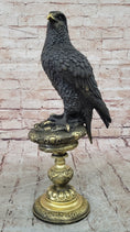 Load image into Gallery viewer, Hot Cast Bronze Eagle on Golden Pedestal Signed Original Wildlife Birds Art by Milo