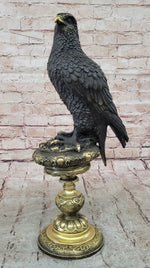 Hot Cast Bronze Eagle on Golden Pedestal Signed Original Wildlife Birds Art by Milo