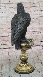 Hot Cast Bronze Eagle on Golden Pedestal Signed Original Wildlife Birds Art by Milo