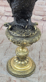 Hot Cast Bronze Eagle on Golden Pedestal Signed Original Wildlife Birds Art by Milo