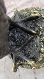 Hot Cast Bronze Eagle on Golden Pedestal Signed Original Wildlife Birds Art by Milo