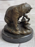 Load image into Gallery viewer, Playful Cat & Kitten - Signed Handmade Bronze Sculpture on Marble Base by Milo