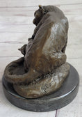 Load image into Gallery viewer, Playful Cat & Kitten - Signed Handmade Bronze Sculpture on Marble Base by Milo