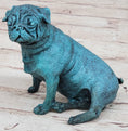 Load image into Gallery viewer, Pug Dog Puppy Bronze Metal Figurine Sculpture Decor Collectible Blue Patina Original Art