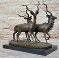 Load image into Gallery viewer, Kudu Antelope Family Gazelle African Deer Bronze Sculpture Figurine Statue