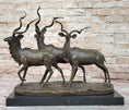 Load image into Gallery viewer, Kudu Antelope Family Gazelle African Deer Bronze Sculpture Figurine Statue