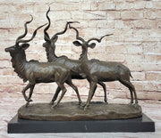 Kudu Antelope Family Gazelle African Deer Bronze Sculpture Figurine Statue