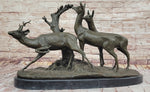 M. Fiot Deer in the Forest – Majestic Bronze Wildlife Sculpture on Marble Base