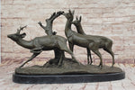 M. Fiot Deer in the Forest – Majestic Bronze Wildlife Sculpture on Marble Base
