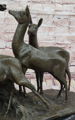 M. Fiot Deer in the Forest – Majestic Bronze Wildlife Sculpture on Marble Base