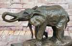 Bronze Elephant Pair Sculpture – Majestic Wildlife Art on Marble Base by Milo