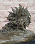 Load image into Gallery viewer, Lion vs. Porcupine Bronze Statue Sculpture Wildlife Art Decor on Marble Base
