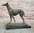 Load image into Gallery viewer, Greyhound Dog Bronze Metal Statue Sculpture Figure on Marble Base by Fremiet