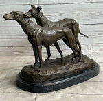 Pair of Greyhounds - Two Slender Racing Dogs Handmade Bronze Sculpture by Fremiet