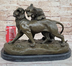 Charles Valton - Preludes to Love - Bronze Sculpture of Two Tigers on Marble Base