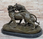 Charles Valton - Preludes to Love - Bronze Sculpture of Two Tigers on Marble Base