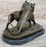 Charles Valton - Preludes to Love - Bronze Sculpture of Two Tigers on Marble Base