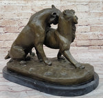 Charles Valton - Preludes to Love - Bronze Sculpture of Two Tigers on Marble Base