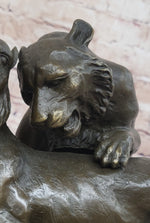 Charles Valton - Preludes to Love - Bronze Sculpture of Two Tigers on Marble Base