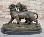 Charles Valton - Preludes to Love - Bronze Sculpture of Two Tigers on Marble Base