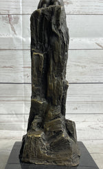 Panther Cougar Mountain Lion Cat Leaping Pouncing Down Bronze Sculpture Statue Art