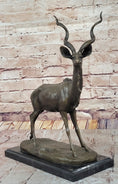 Load image into Gallery viewer, Kudu Antelope Gazelle African Deer Bronze Sculpture Statue Figure on Marble base