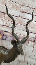 Kudu Antelope Gazelle African Deer Bronze Sculpture Statue Figure on Marble base