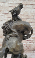 Load image into Gallery viewer, Lion Attacking Horse - Bronze Metal Sculpture by Antoine Barye on Marble Base