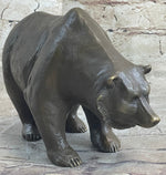 Bronze Sculpture Black Grizzly Bear Mother Cubs Animal Figurine Hand Made Statue