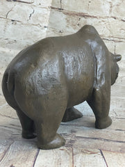 Bronze Sculpture Black Grizzly Bear Mother Cubs Animal Figurine Hand Made Statue