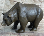 Bronze Sculpture Black Grizzly Bear Mother Cubs Animal Figurine Hand Made Statue