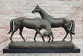 Load image into Gallery viewer, Necking Horses Equestrian Horse Lover Bronze Sculpture Statue Art Figure Marble Base