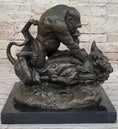 Load image into Gallery viewer, Bronze Sculpture Statue of a Gorilla vs. Lion by Clovis Edmon Masson