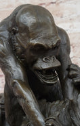 Load image into Gallery viewer, Bronze Sculpture Statue of a Gorilla vs. Lion by Clovis Edmon Masson