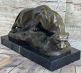 Load image into Gallery viewer, Sabre Tooth Tiger Lion Panther Bronze Sculpture Statue on Marble Base