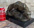Load image into Gallery viewer, Sabre Tooth Tiger Lion Panther Bronze Sculpture Statue on Marble Base