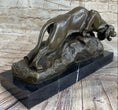 Load image into Gallery viewer, Sabre Tooth Tiger Lion Panther Bronze Sculpture Statue on Marble Base