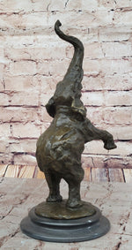 Majestic Rearing Elephant Bronze Statue – Wildlife Sculpture on Marble Base