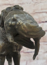 Hot Cast Bronze Golden Retriever Hunting Dog w/ Quail Statue Sculpture Art Decor